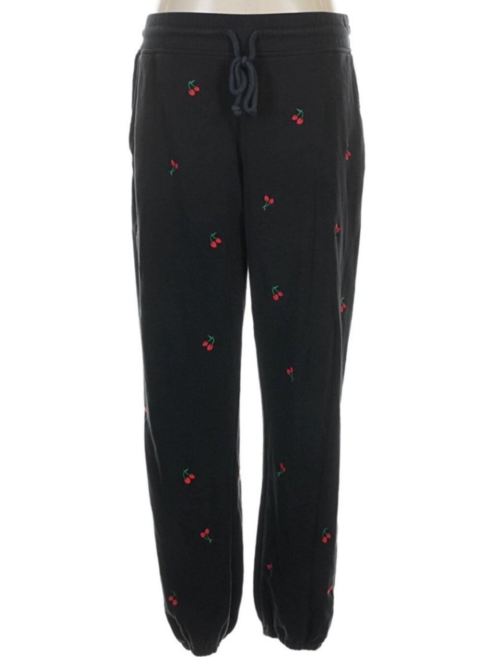 Lou & Grey Black Terry Joggers with Red Cherry Embroidery